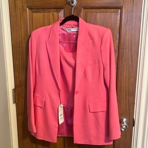 NWT Zara Hot Pink Skirt Suit
